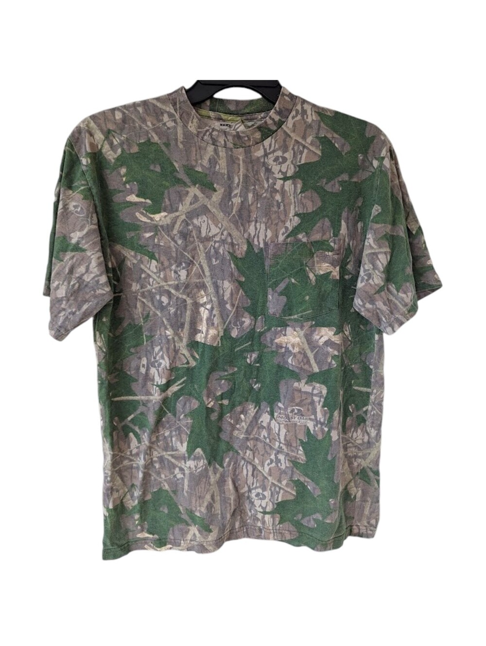Jerzees Mens M Vintage 90s Mossy Oak Camo Pocket T-Shirt USA Made 21x28.5